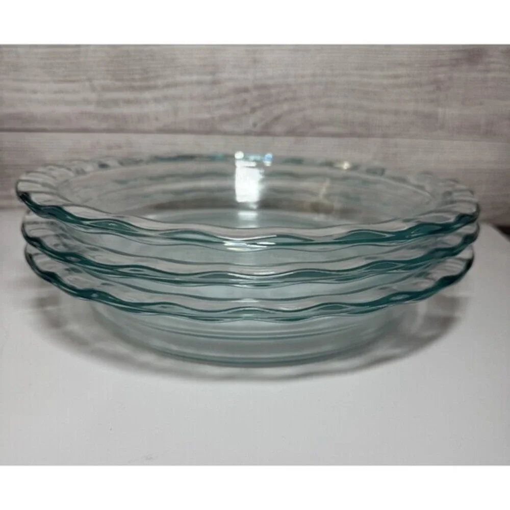 3 Pcs.Vintage Pyrex 209 9.5 In 24 Cm Pie Plate Clear 100th Anniversary USA Made